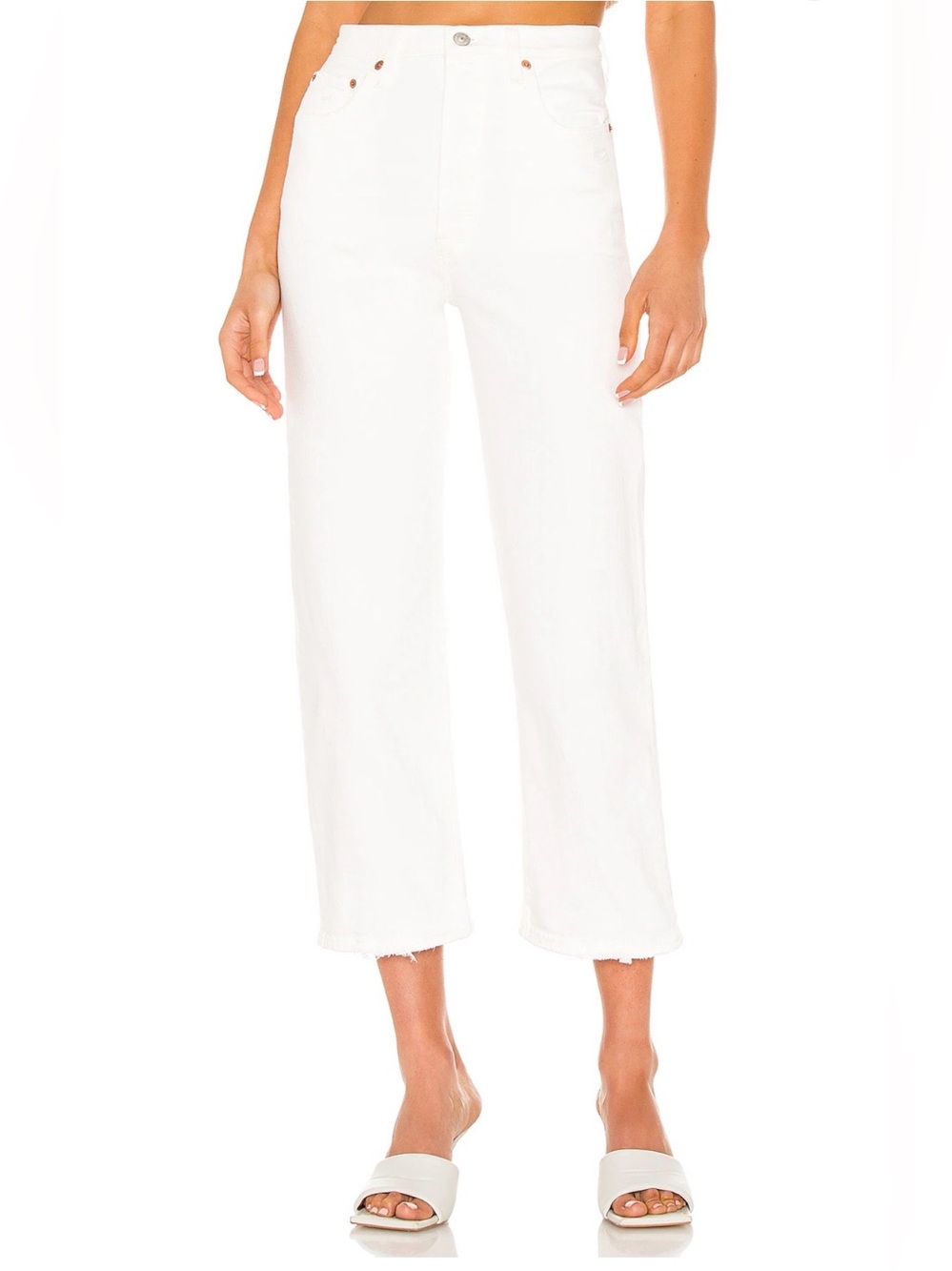 Levi’s Premium Ribcage Straight Ankle White Jeans Size 32 High Rise